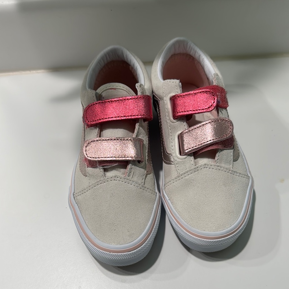 Vans Pink and Cream Sneakers with Velcro Straps